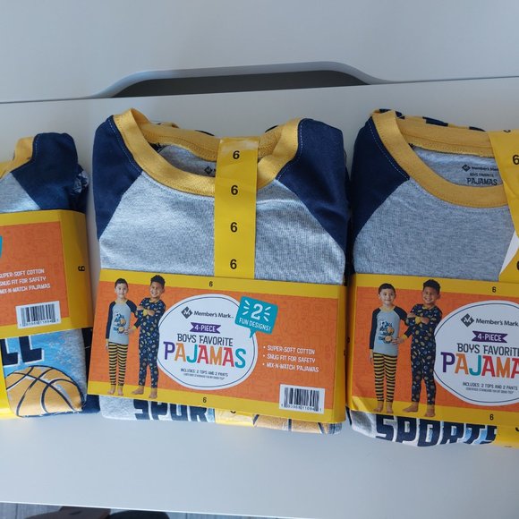 Member's Mark Children's 100% Cotton 4 Piece Long Sleeve Pajama Set - Picture 8 of 10